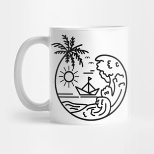 summer with great wave line art Mug